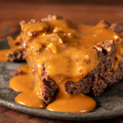 Dark Chocolate Bread Pudding with Salted Caramel Sauce