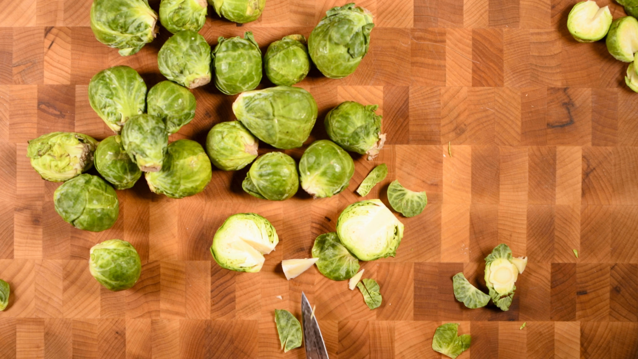 Preparing Brussels sprouts