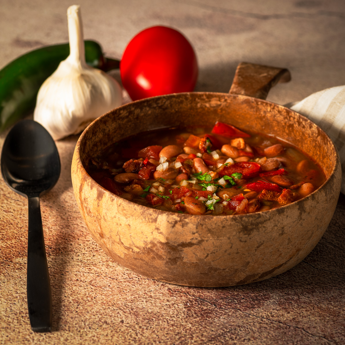 Bowl of charro beans.