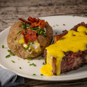 Dry Aged Ribeye Seared in Beef Tallow with Bernaise Sauce.