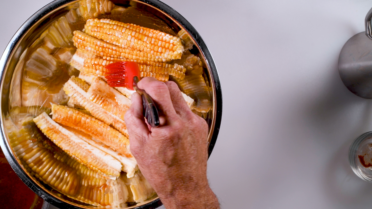 Brush the Corn with Marinade