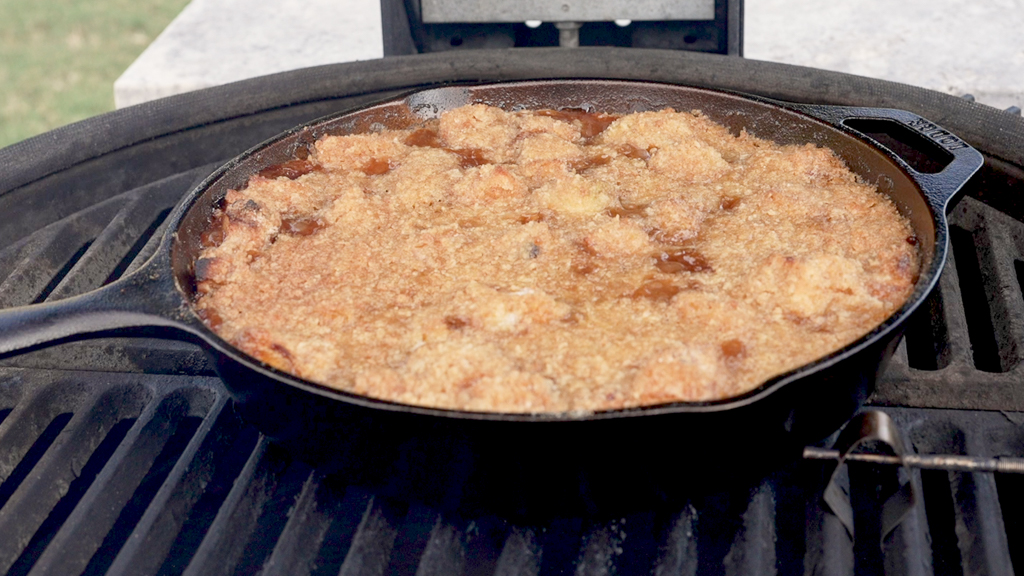 Bacon Apple Crisp Coming Out of the Smoker