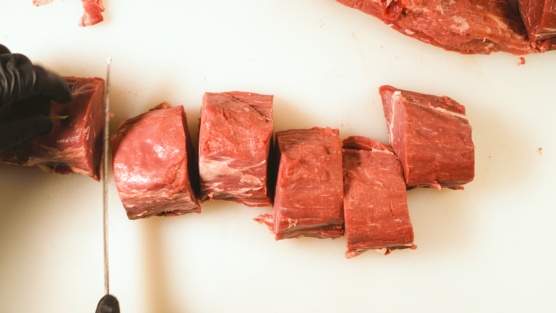 Cutting Steaks from a Peeled Beef Tenderloin