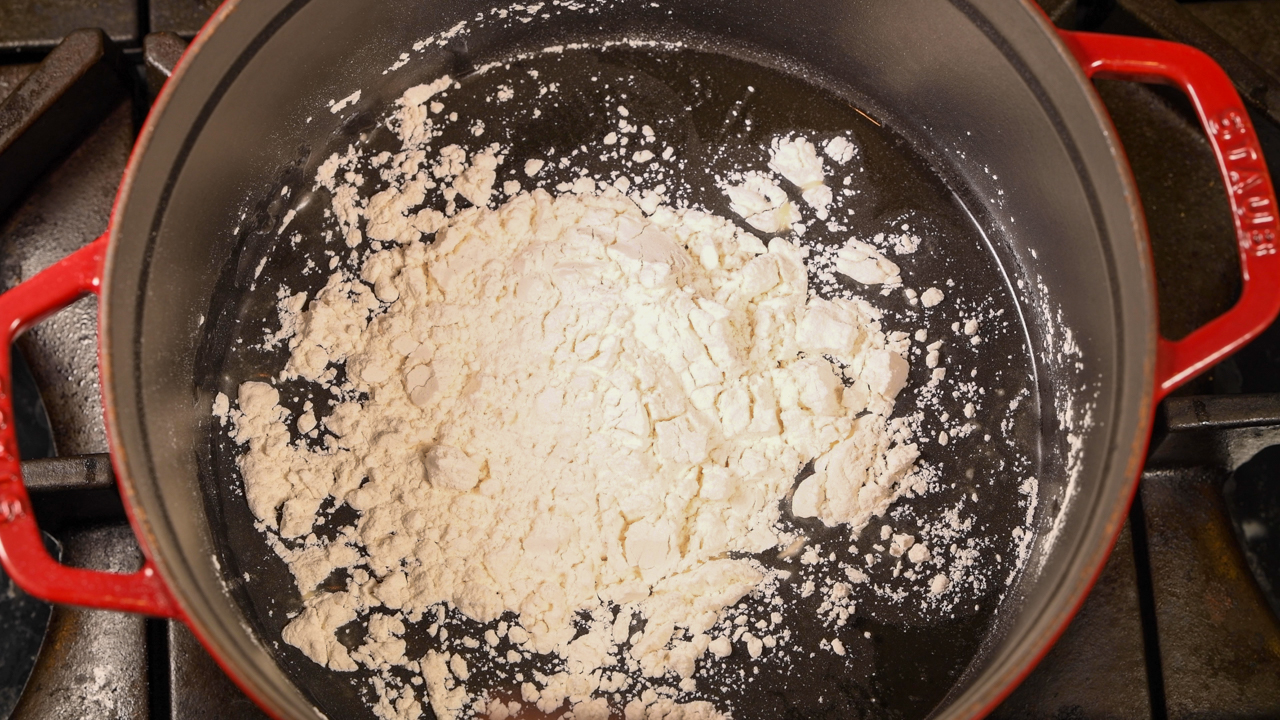 Add Flour to the Oil and Stir
