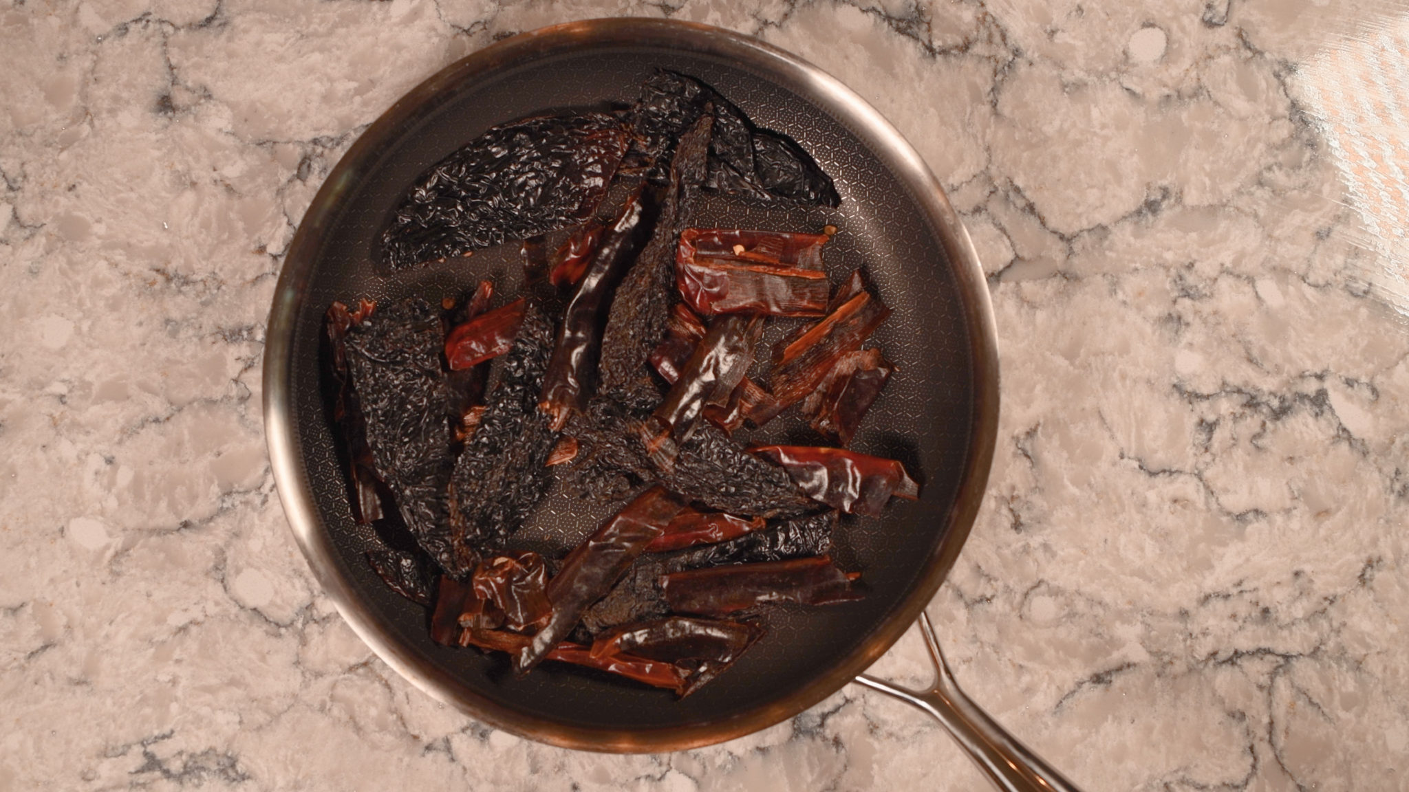 Roast Stemmed and Seeded Chiles in a Fry Pan