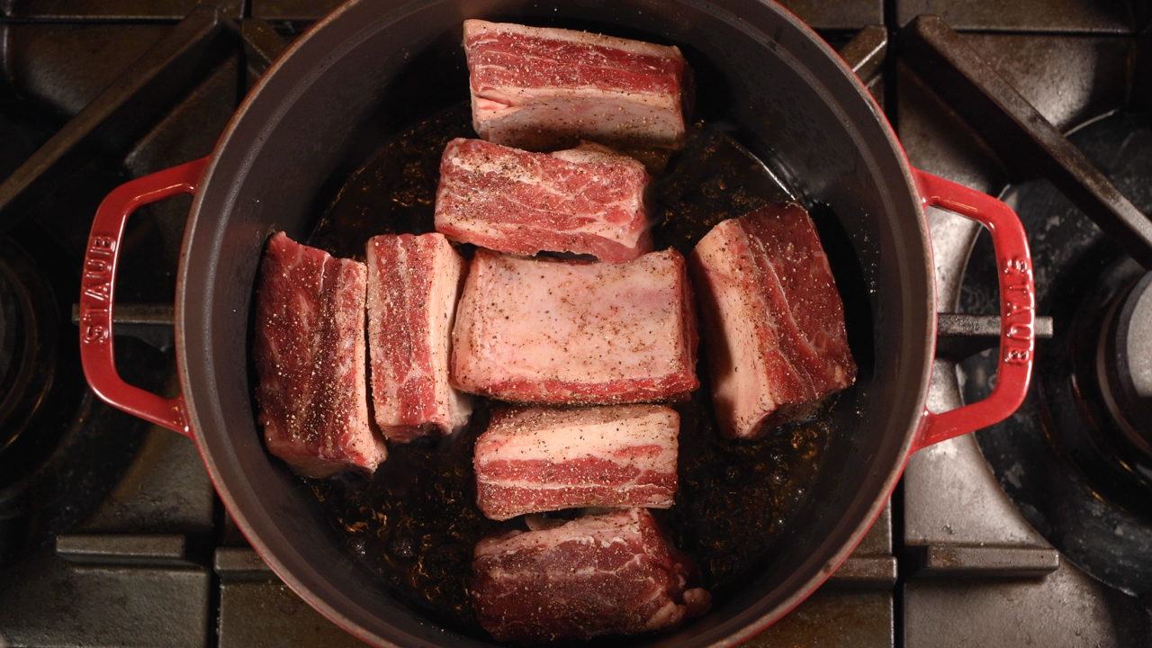 Add Short Ribs to a Dutch Oven