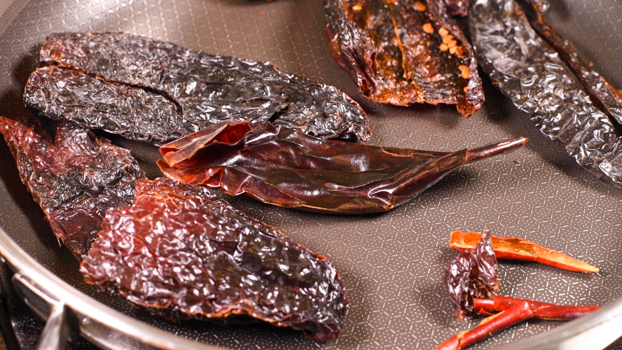 Roast the Chiles in a Hot Dry Pan