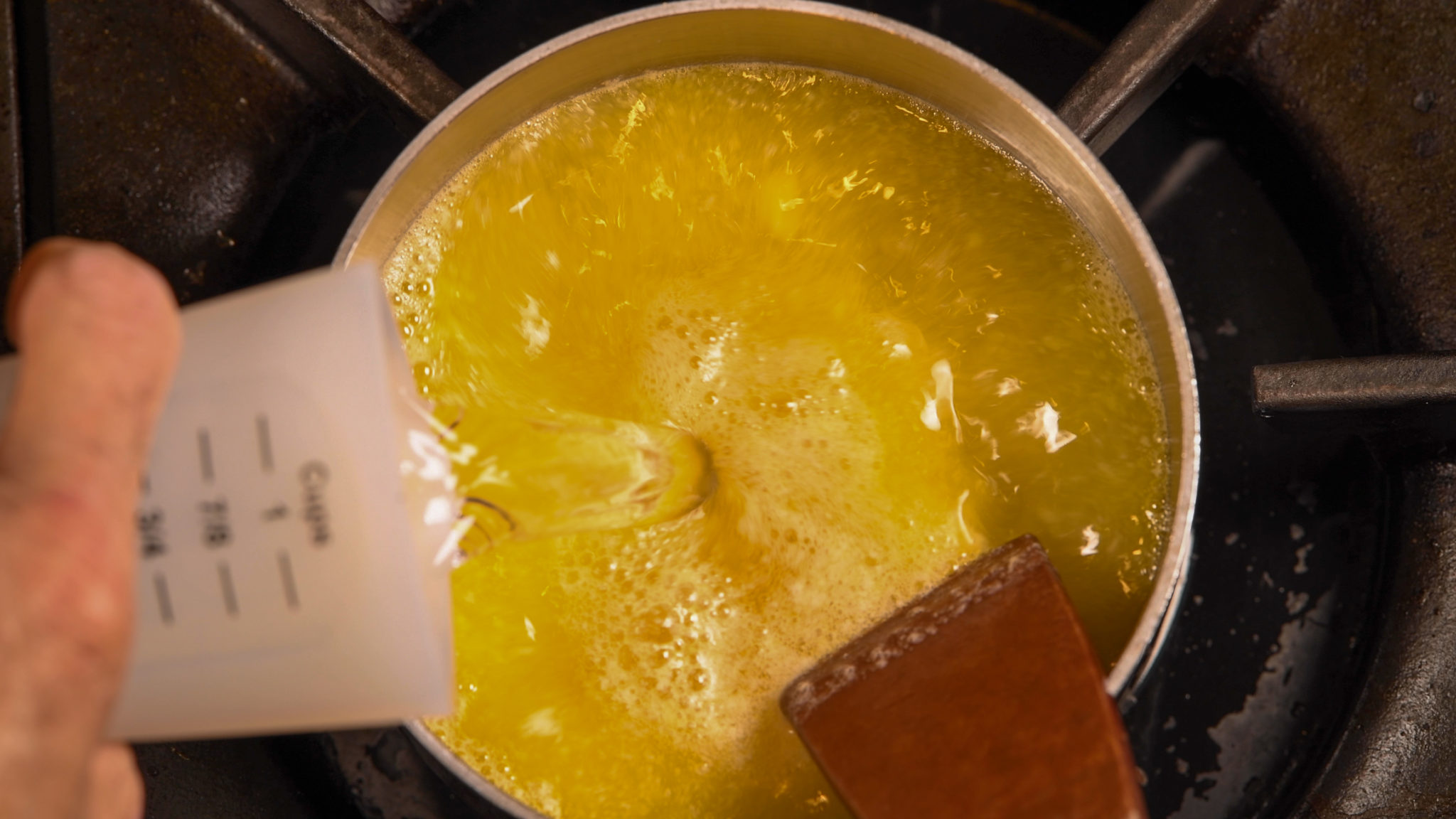 Add Water and Chicken Stock to the Melted Butter