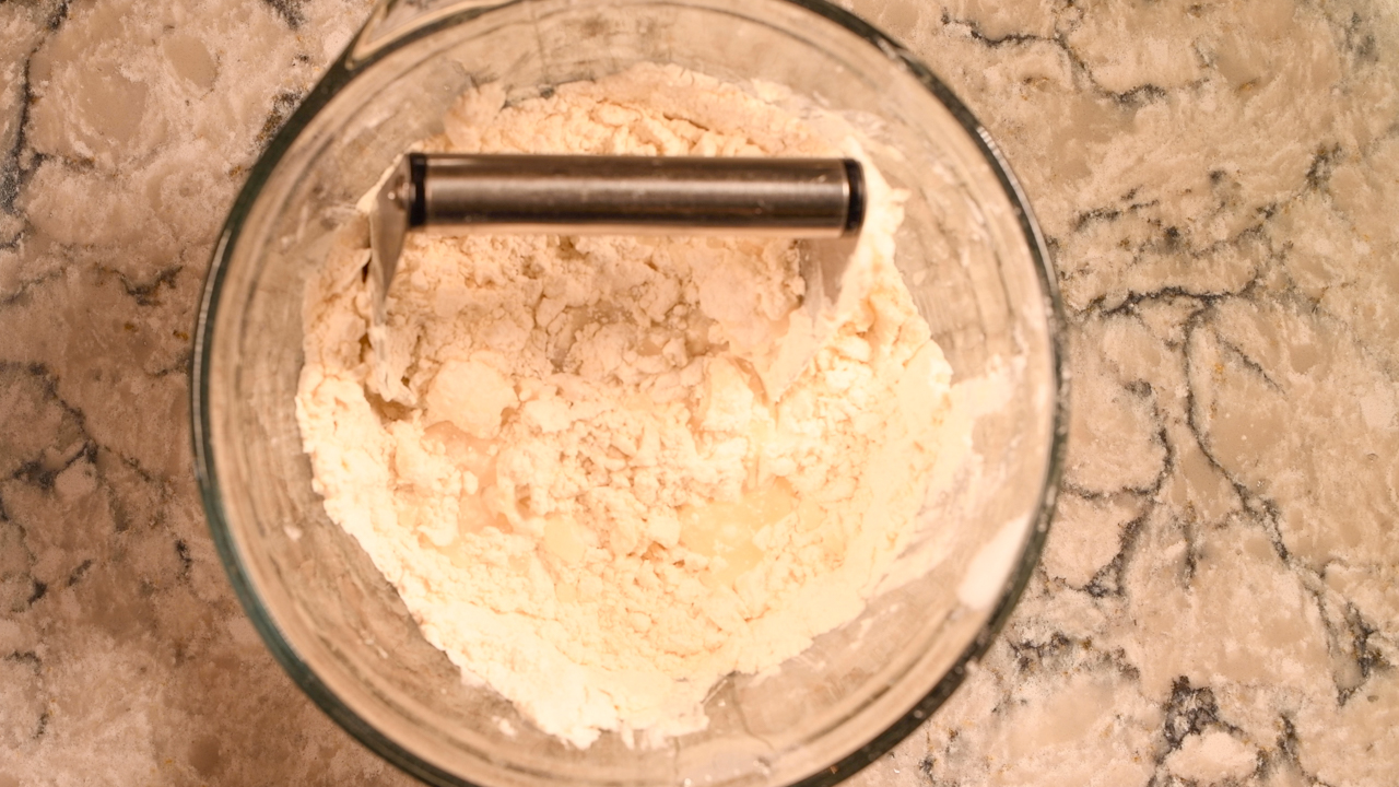Cut the Lard into the Flour Using a Pastry Cutter