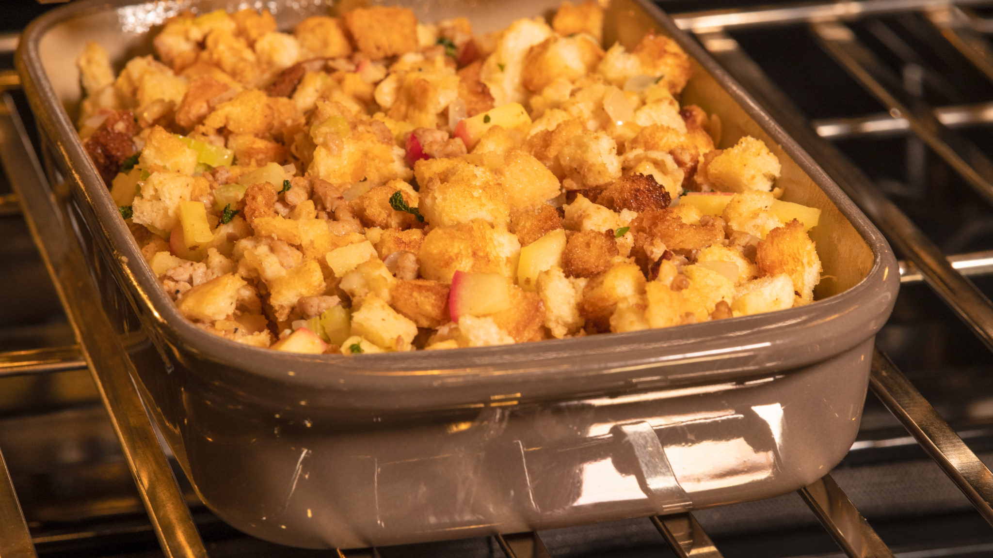 Sage, Sausage and Apple Stuffing in the Oven