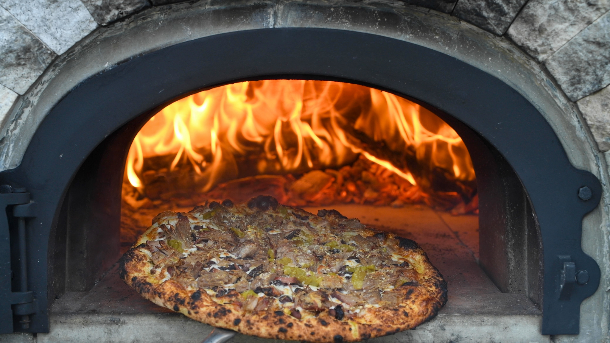 Carnitas Pizza Cooked in 90 Seconds