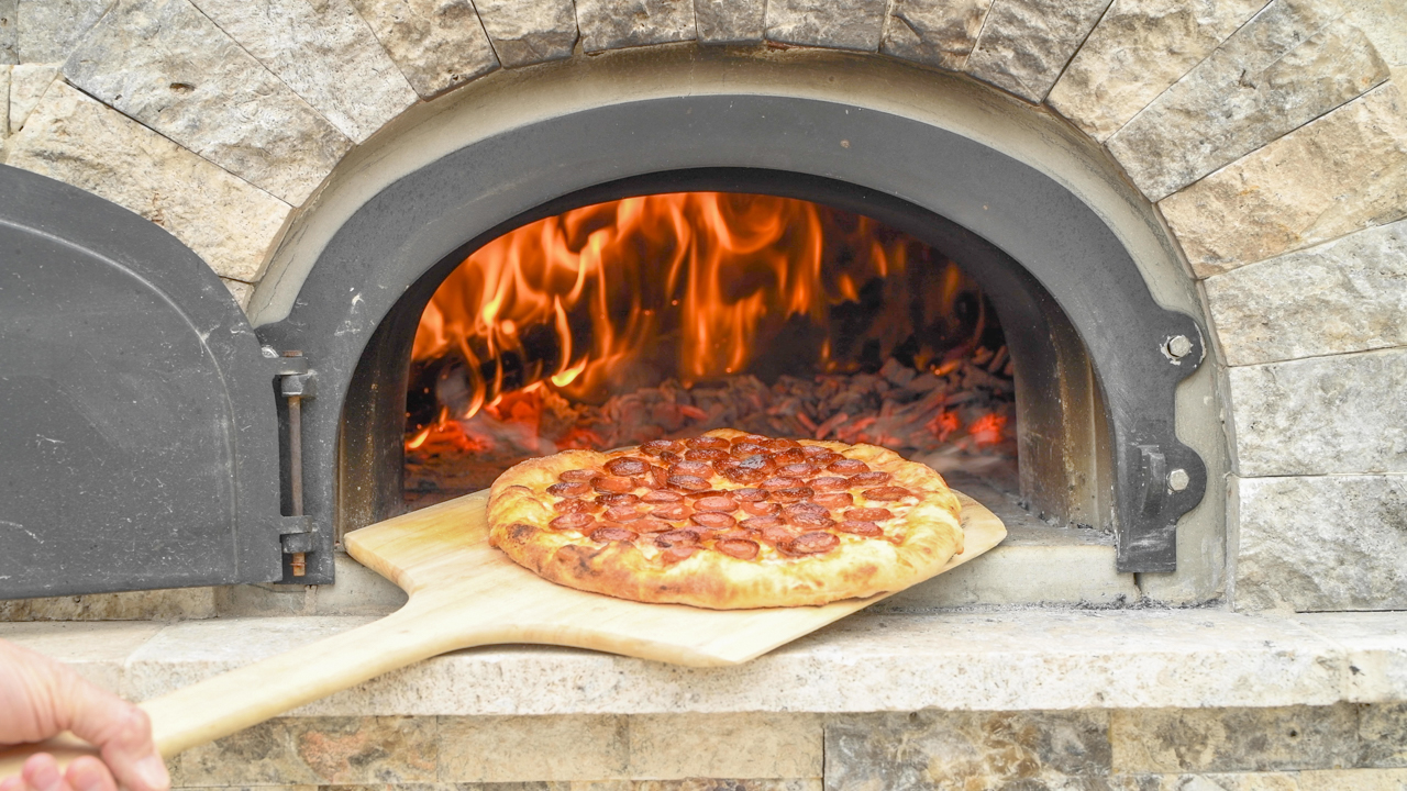 Wood-Fired Pepperoni Pizza Ready to Serve