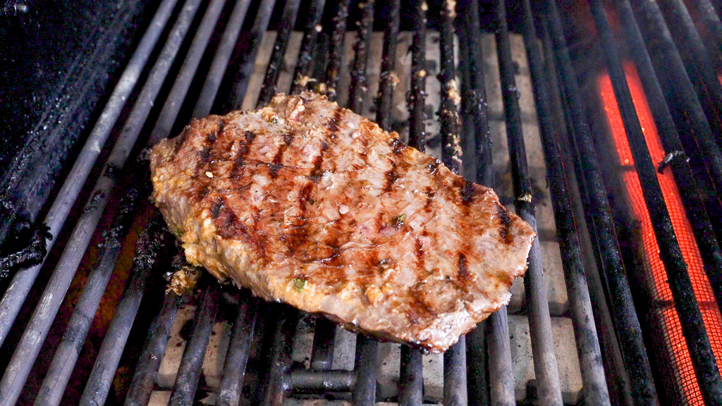 Flank Steak on a Hot Grill
