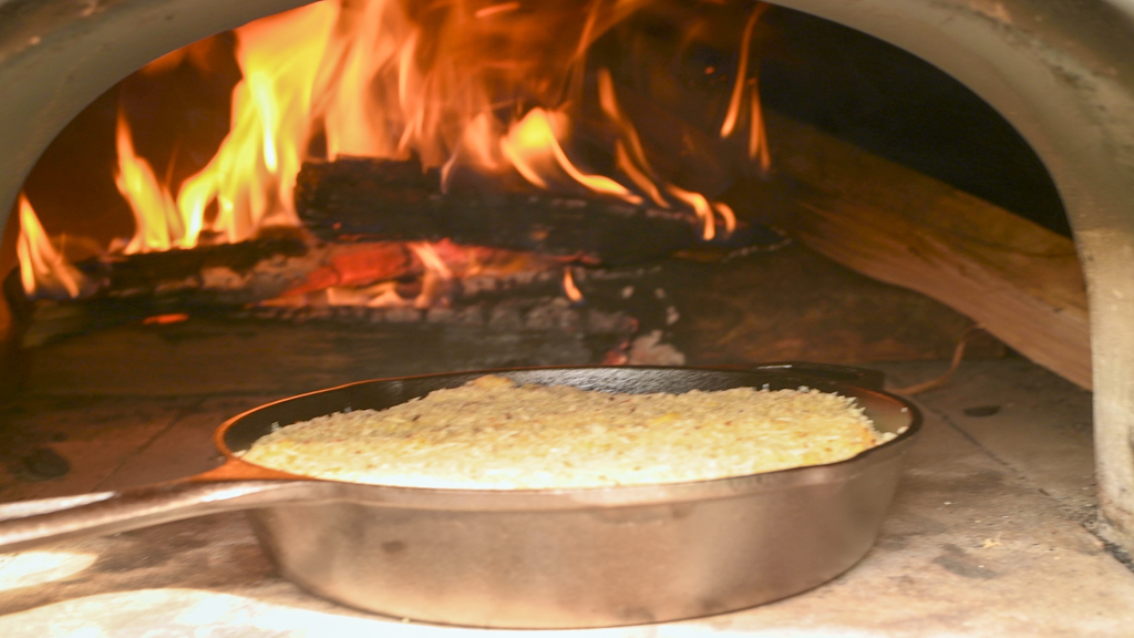 Texas Mac and Cheese in a Wood Fired Oven