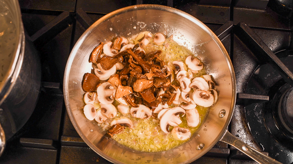 Shallots and Mushrooms in Butter
