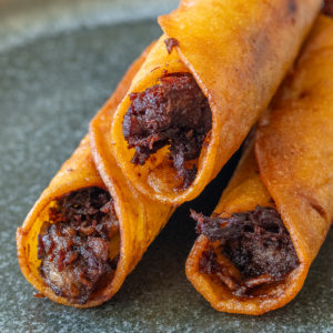 Brisket taquitos ready to eat.