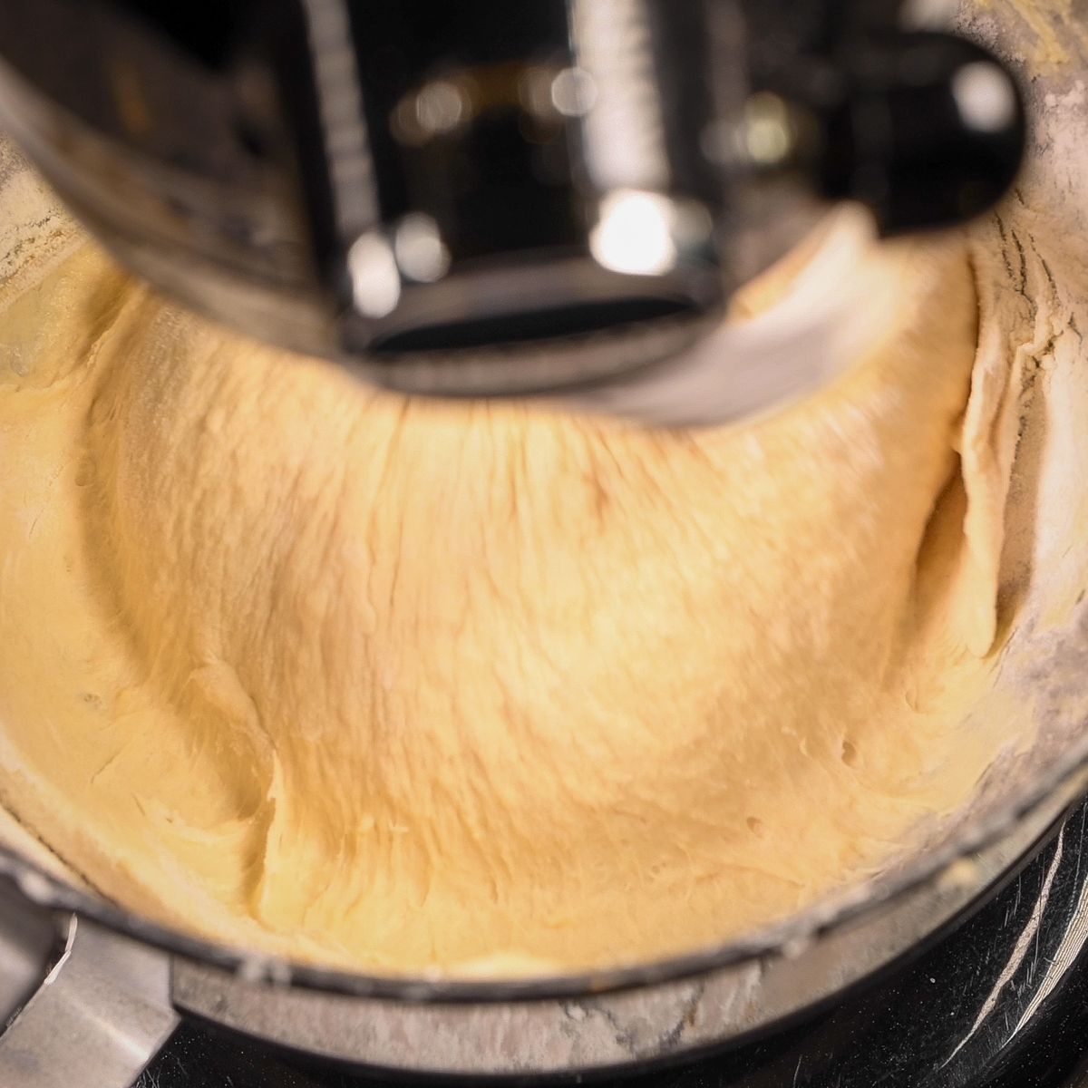 Mix the brioche dough in a stand mixer.