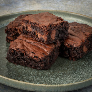 Thick and chewy fudge brownies.