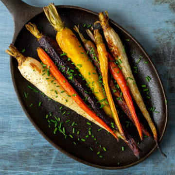 Roasted rainbow carrots.