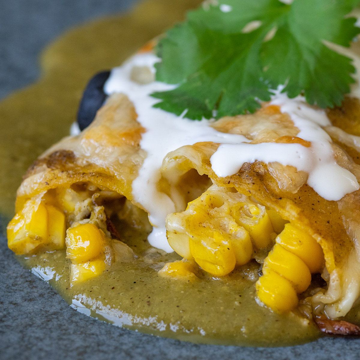 Roasted corn enchiladas.