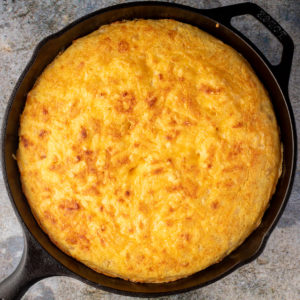 Cornbread in a skillet.