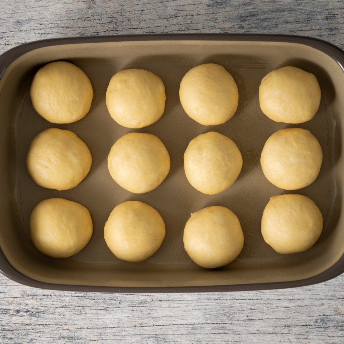 Dinner rolls ready for the oven.