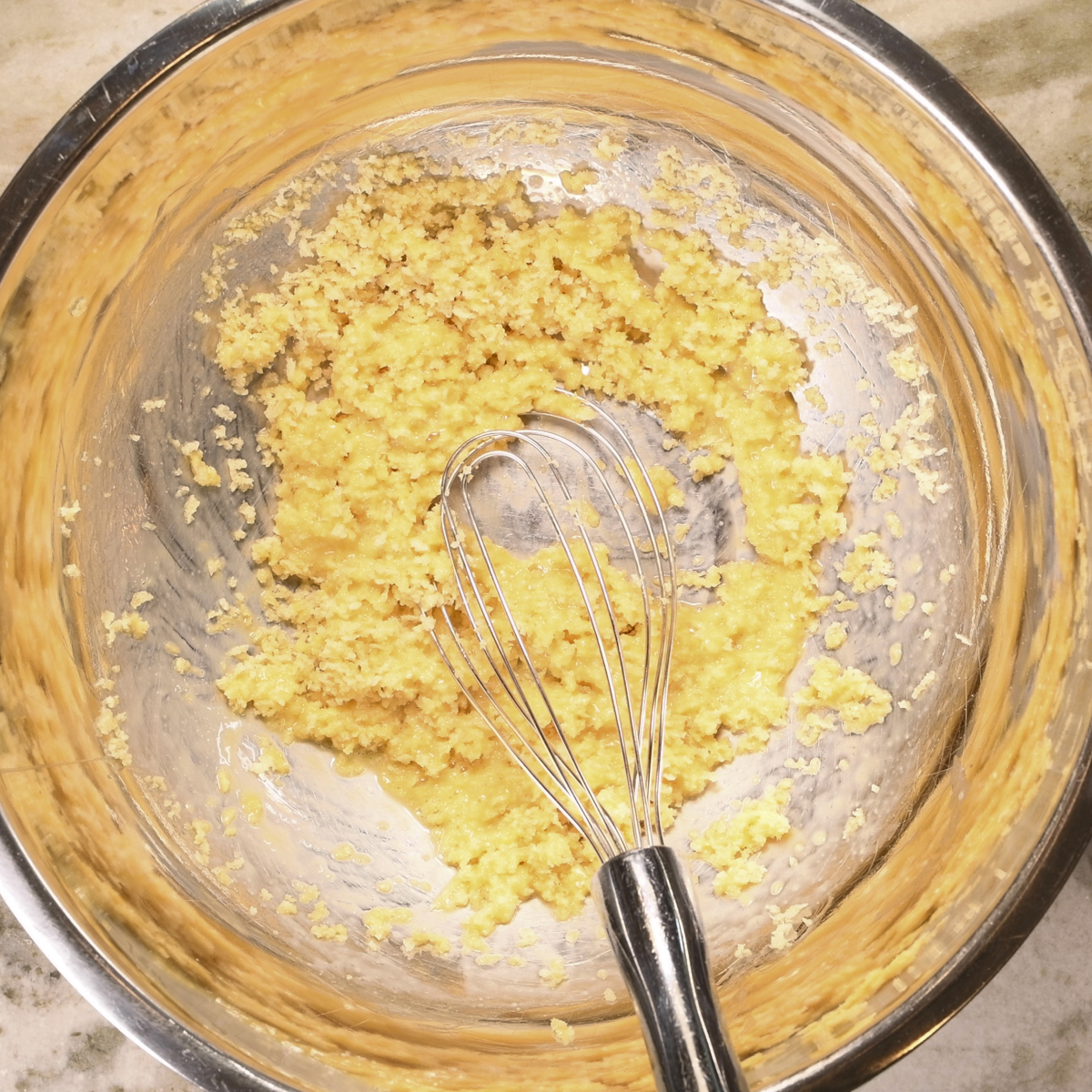 Mix the panko bread crumbs with the eggs.