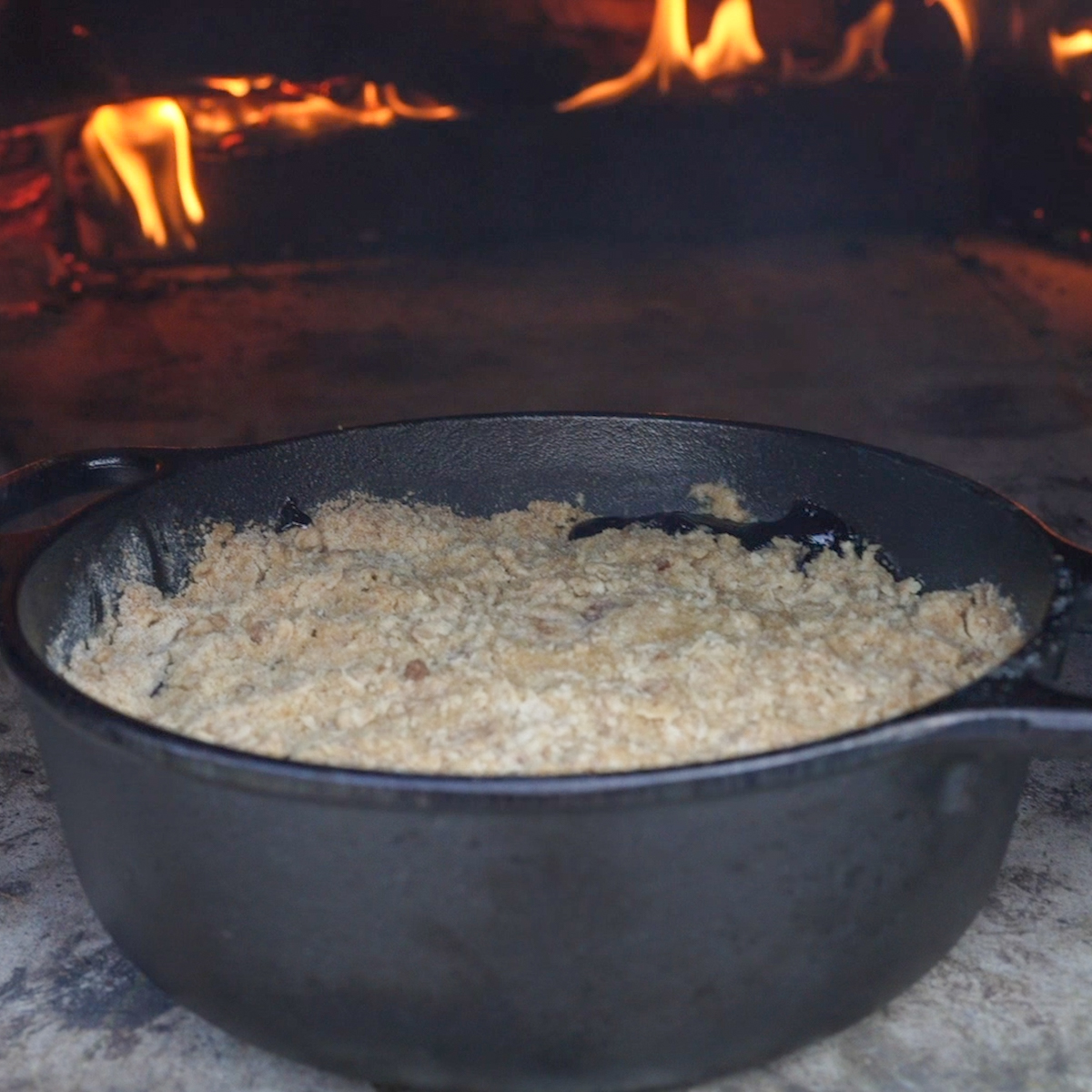 For a golden-brown top, finish the blueberry crisp in the oven.