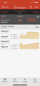 The app shows what is happening inside the smoker. Channel 1 is the ambient temperature. Channel 2 is the meat temperature.