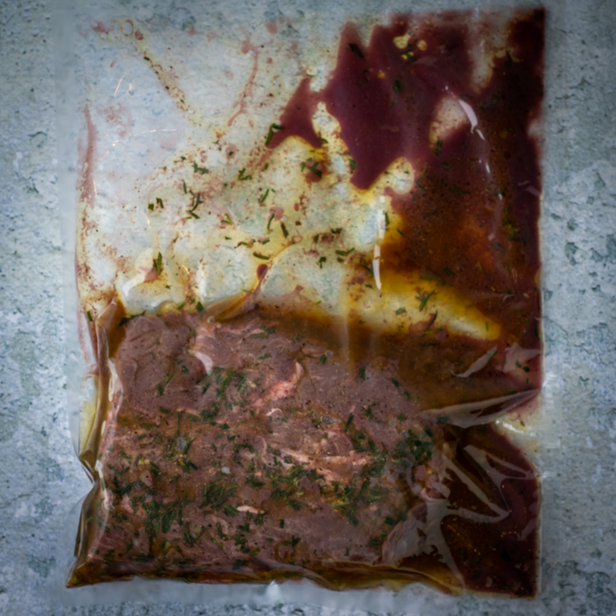 Flat iron steak in marinade