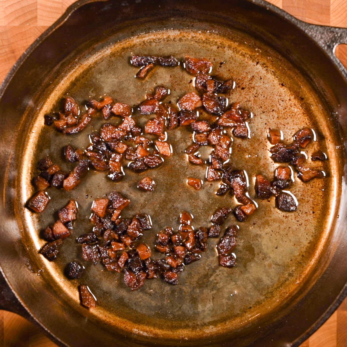 Cook guanciale in a large skillet.