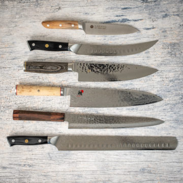 Assortment of Japanese kitchen knives.