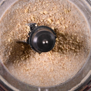 Mix the topping ingredients until it is the texture of coarse sand.