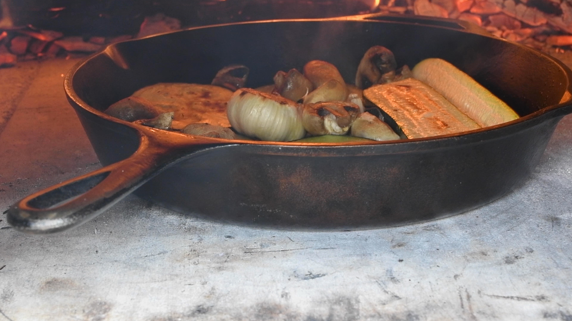 Roasting Vegetables in a Wood-Fired Oven.