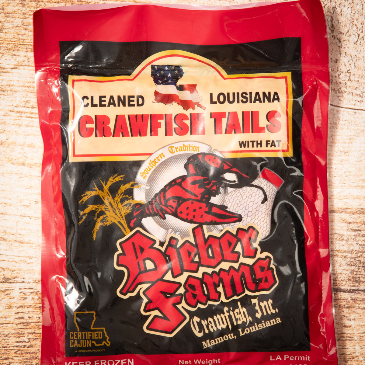 Package of crawfish tail meat.