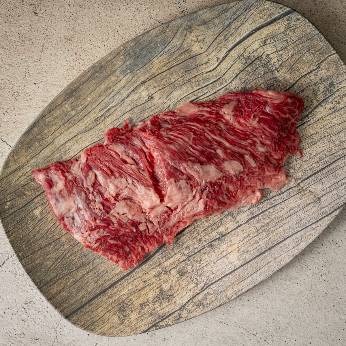 Raw skirt steak.