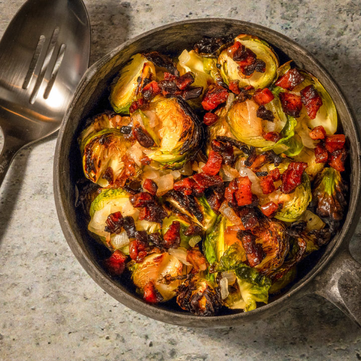 Roasted Brussels sprouts with guanciale.