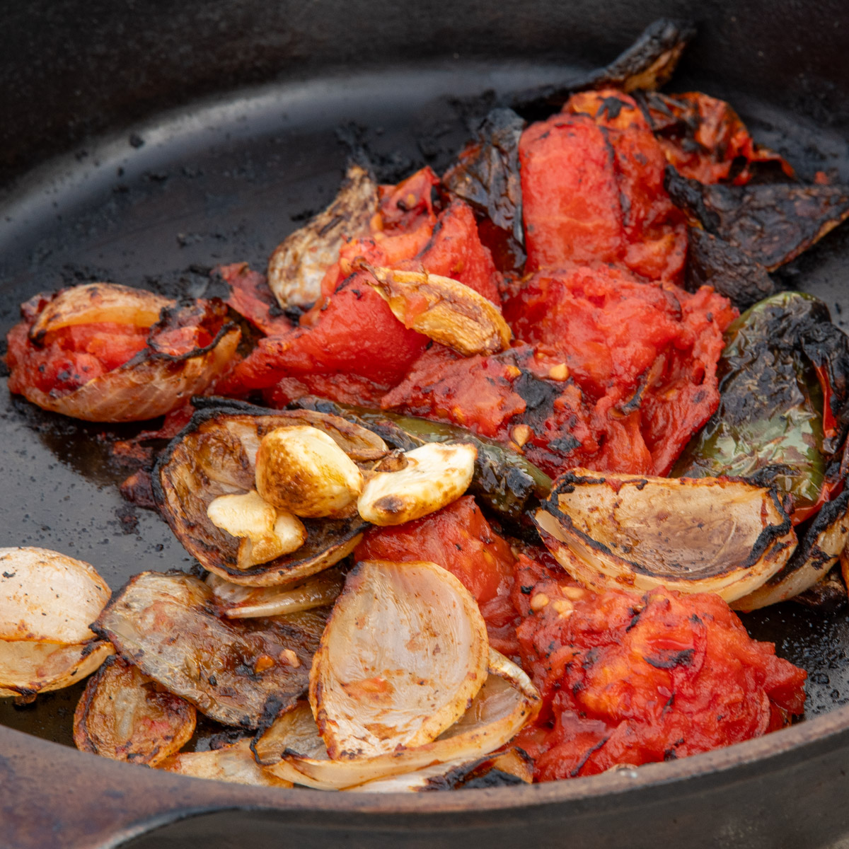 Roasted vegetables for fire-roasted salsa.