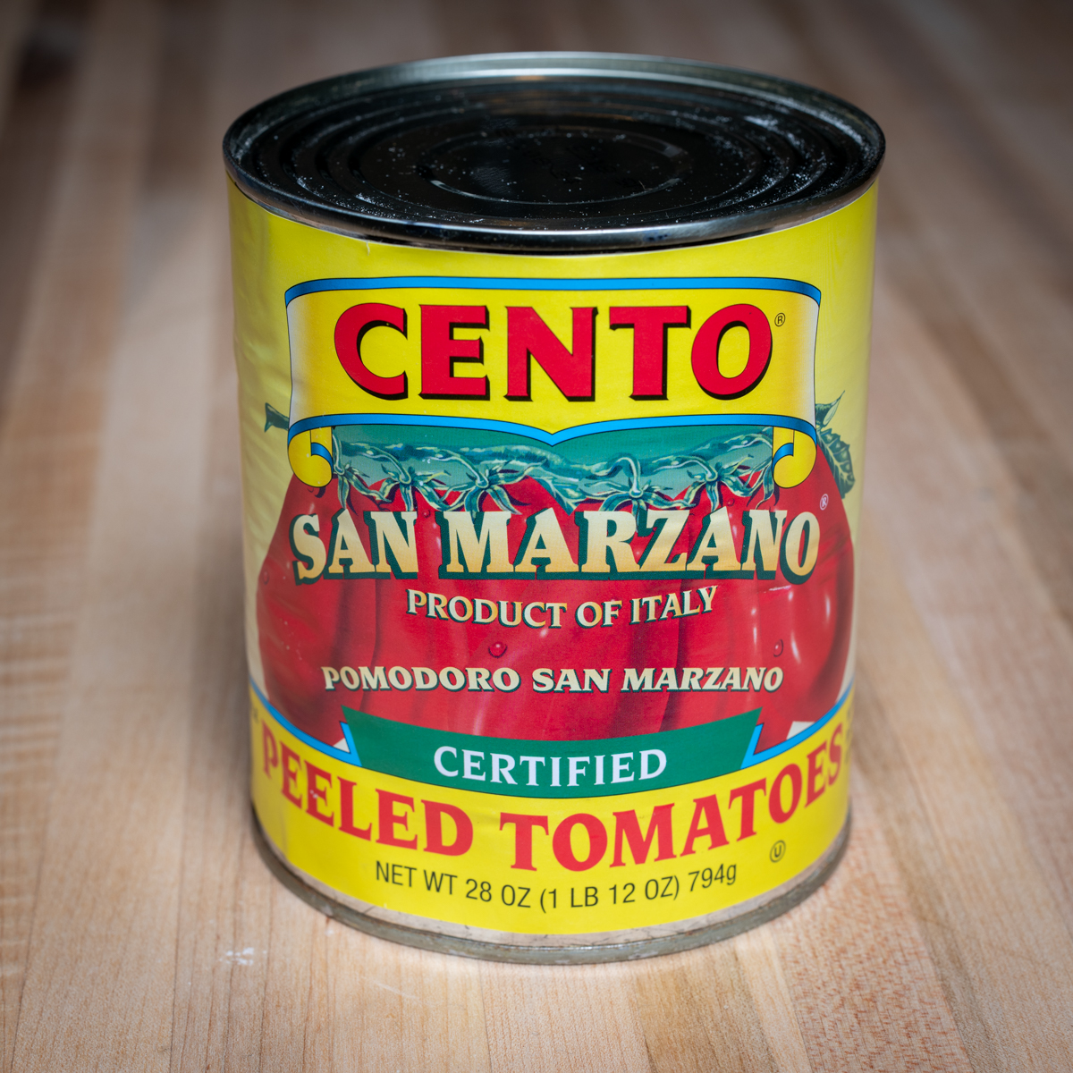 Canned San Marzano tomatoes.