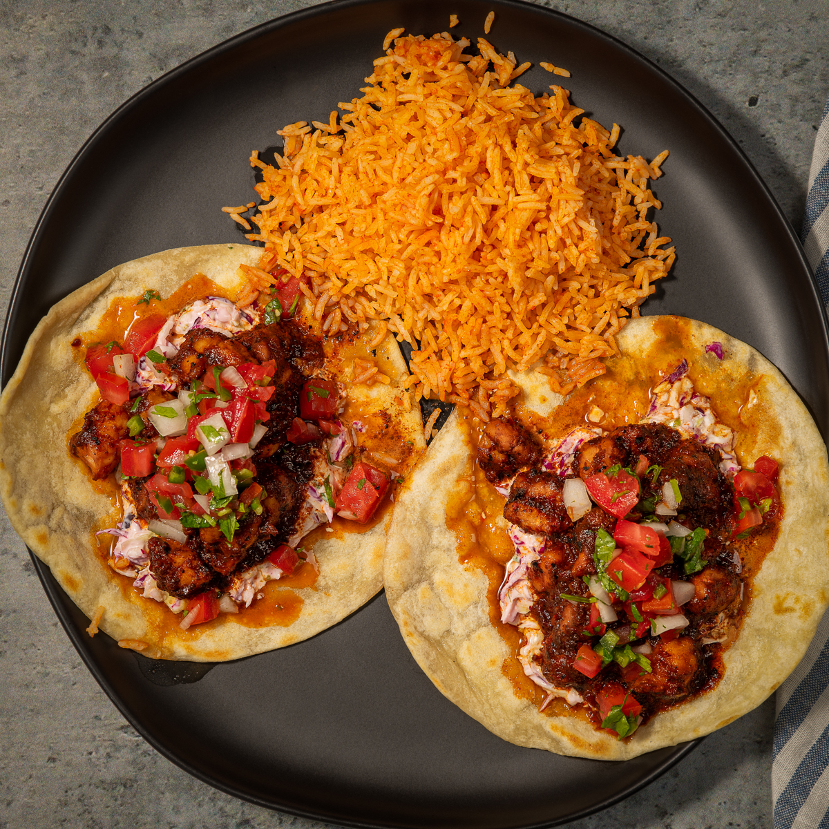 Shrimp tacos in adobo marinade.