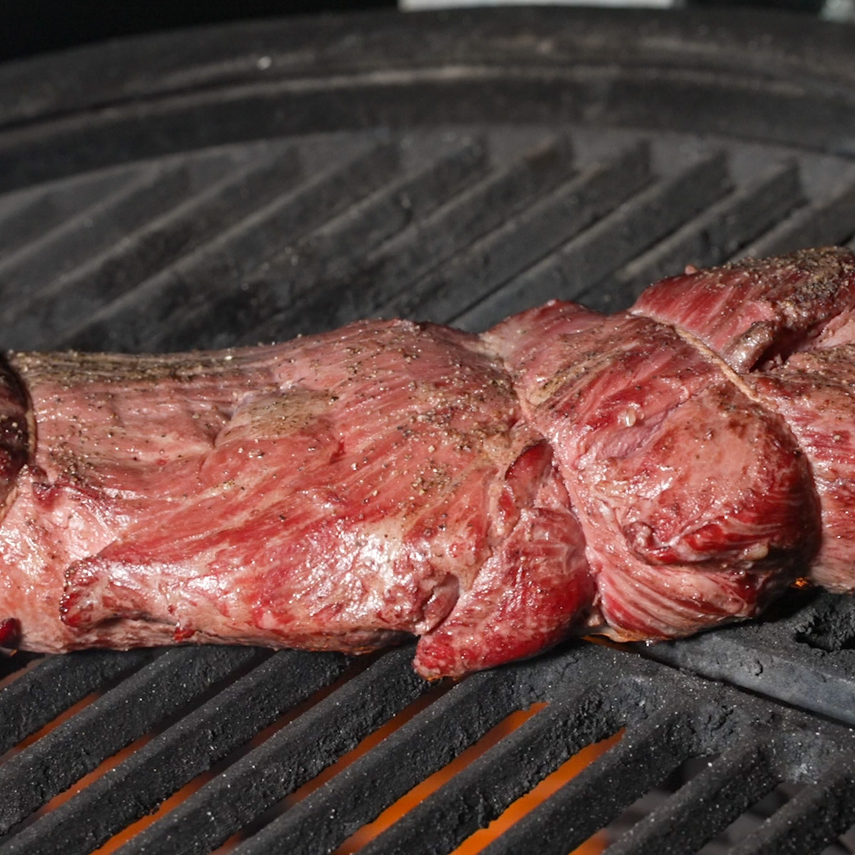 Tenderloin on the grill over indirect heat.