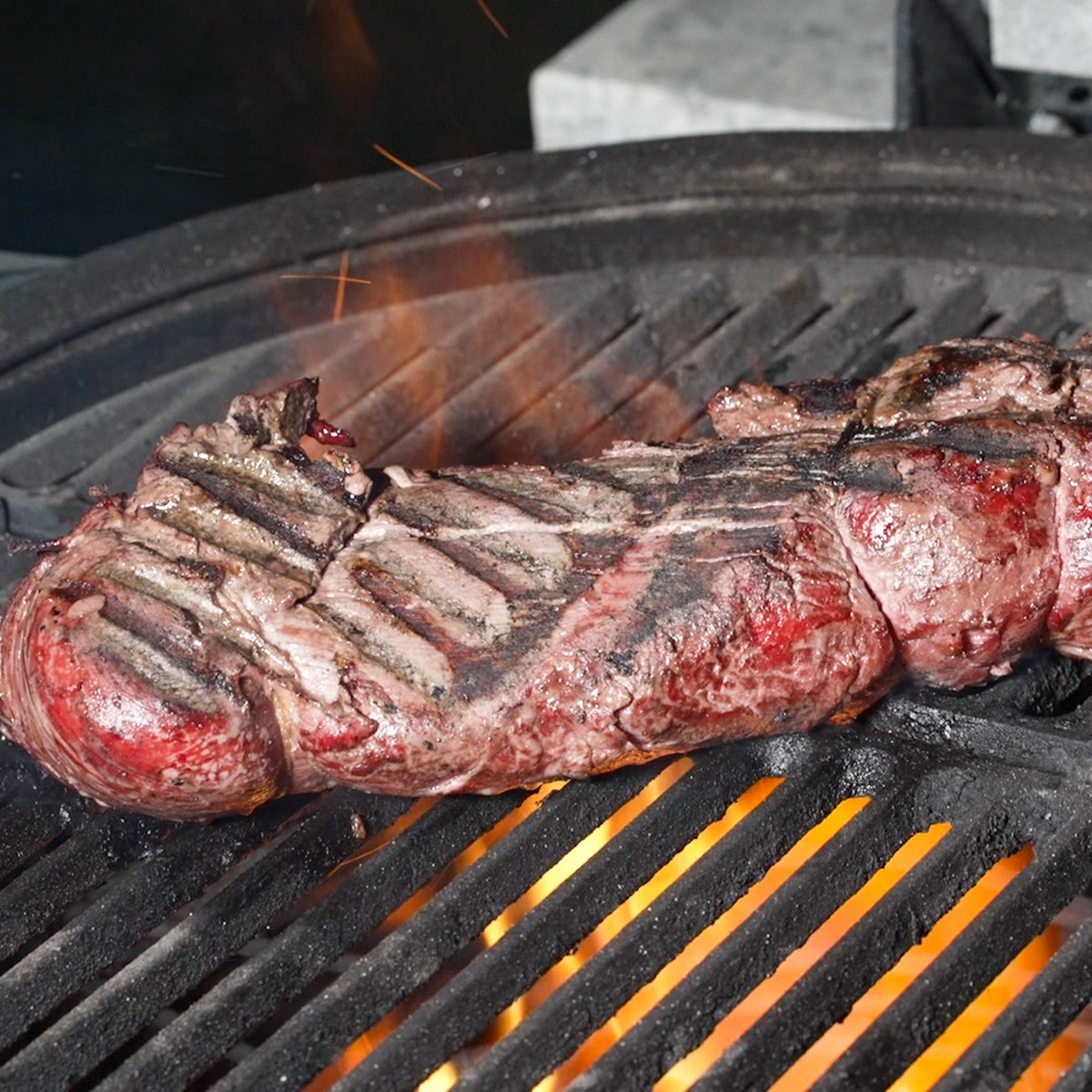 Sear the tenderloin over high heat.