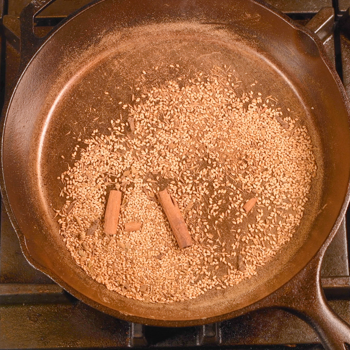 Toast the spices in a hot skillet.