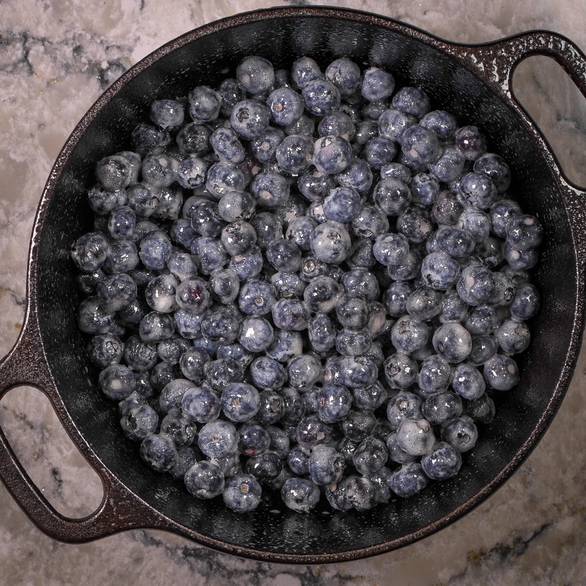 Add the blueberry mixture to a small cast iron skillet.