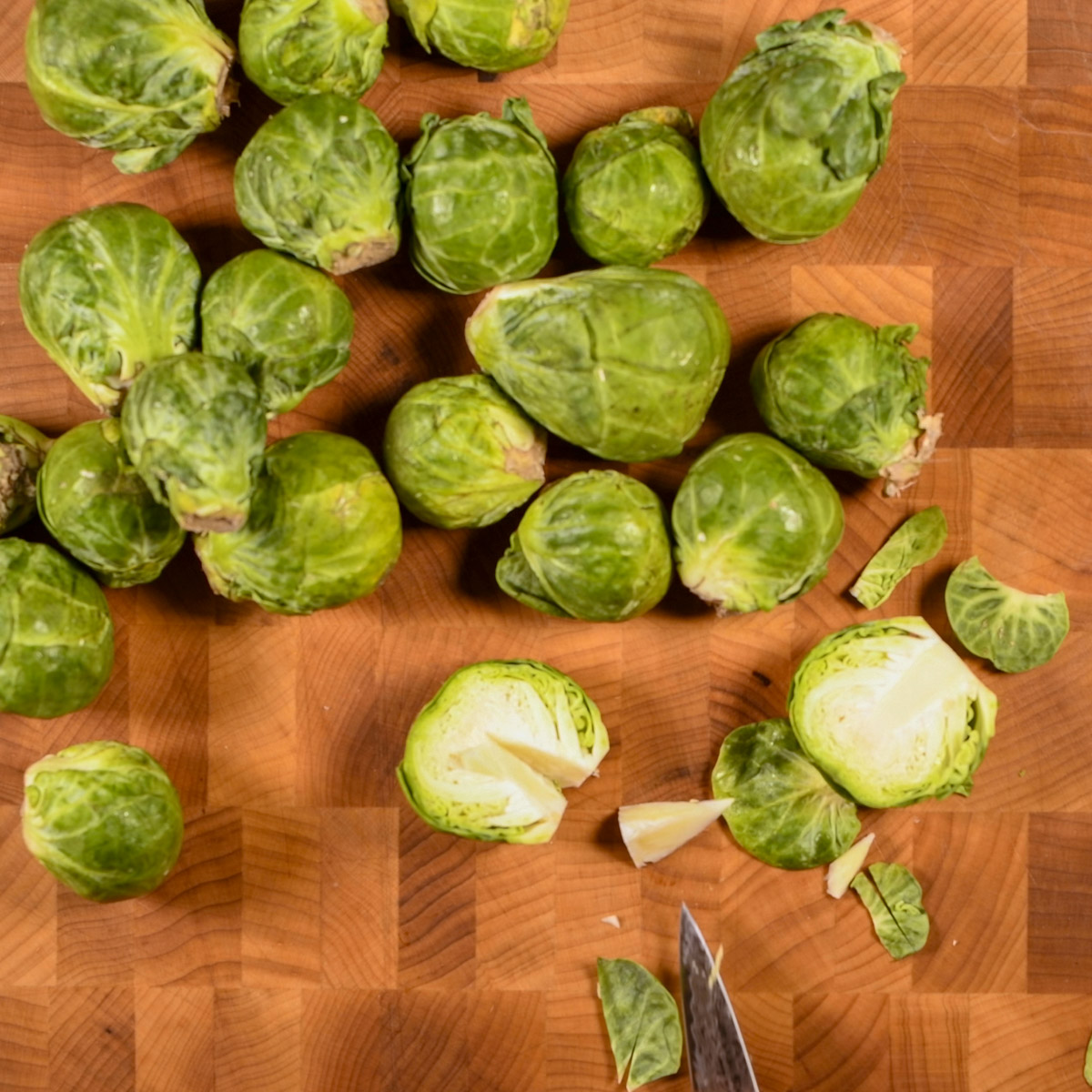 Trimmed Brussels sprouts.