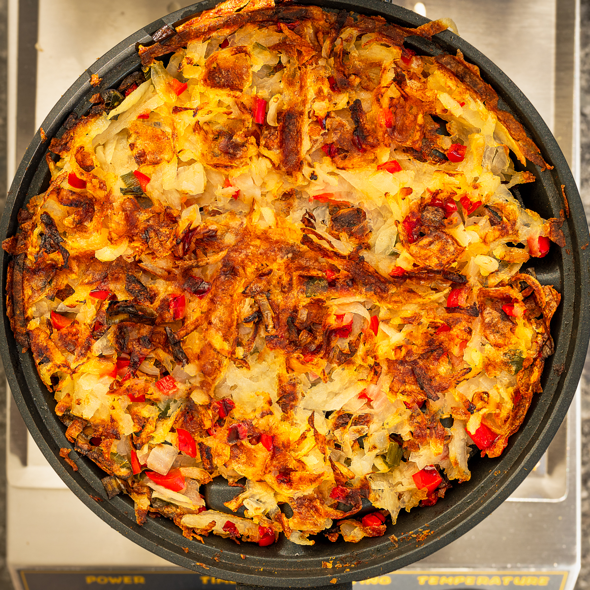 Waffle iron hash browns.
